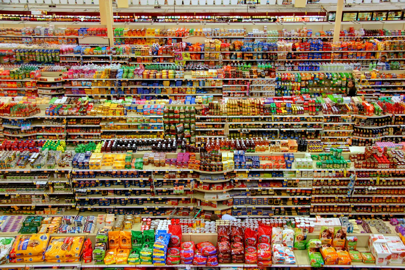 high-angle photography of grocery display gondola